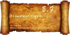 Biswanger Fanni névjegykártya